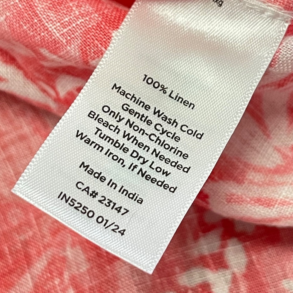 Talbots Women's Large Linen Pink Paisley Boyfriend Long Sleeve Button-Up Shirt - Picture 14 of 15